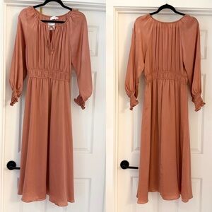 NWT Floret Studios Dusty Rose Peasant Midi Dress